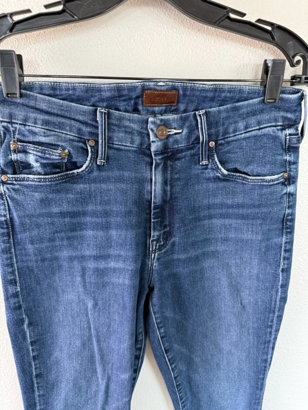 Mother The Looker Ankle Fray Skinny Jeans Invitation Only Blue Denim Women’s 29